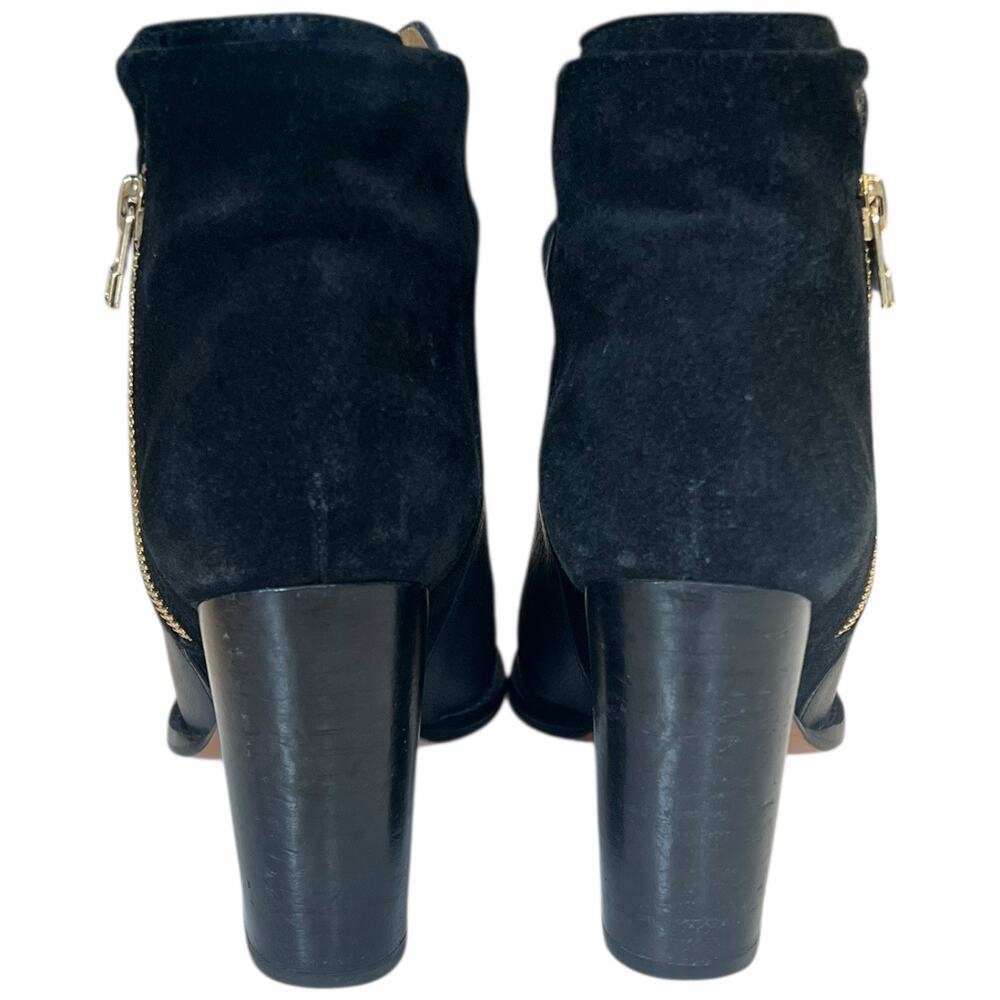 Lucchese Britta Bootie Black Leather Suede Ankle Boots Block Heel Women’s 9B - Picture 4 of 9